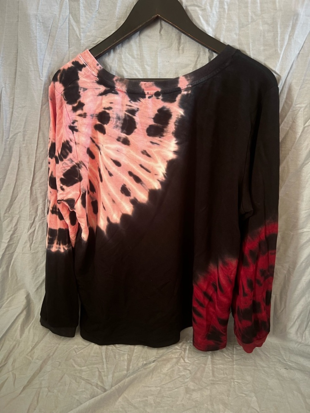 Tie-Dye Long Sleeve Women's Top in Pink and Black Size 1 same as 14/16